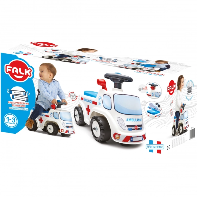 FALK Porteur Ambulance avec siège ouvrant et klaxon sur le volant
