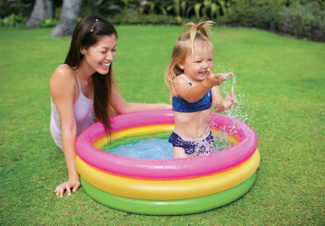 Piscine gonflable fond en spirale 86x25cm 3 chambres en boîte