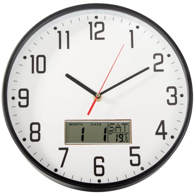 Grande horloge murale silencieuse avec date et température