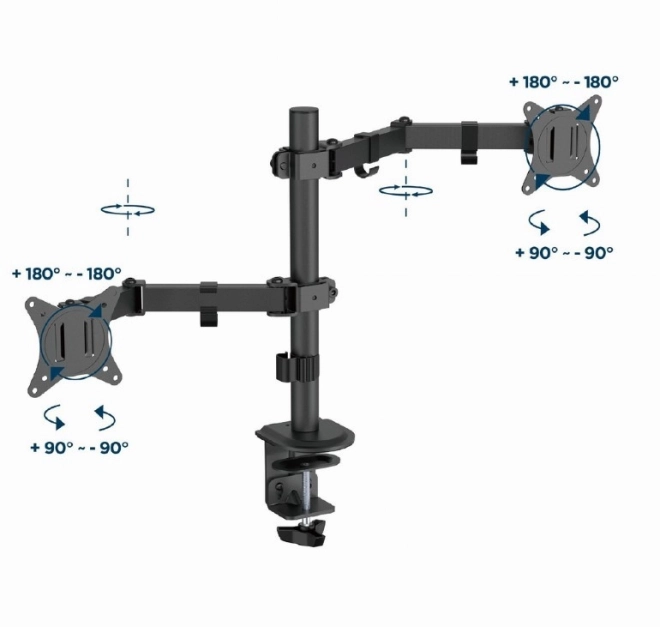 Support double pour moniteur réglable pour bureau