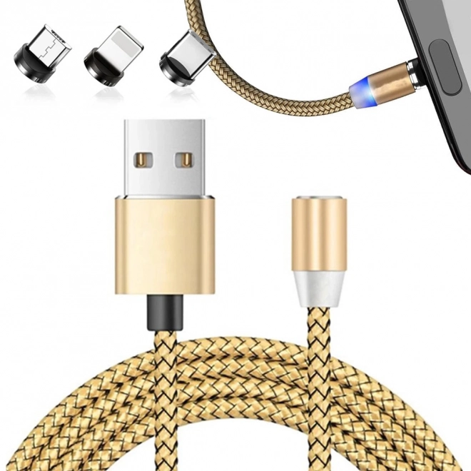 Câble de charge magnétique 3-en-1 micro USB, type-c et lightning, 1m