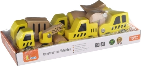 Set en bois de véhicules de chantier