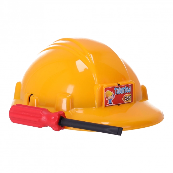 Ensemble de petit bricoleur avec casque et outils