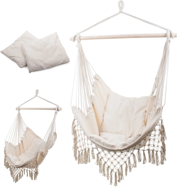 Fauteuil hamac suspendu brésilien avec coussins Boho