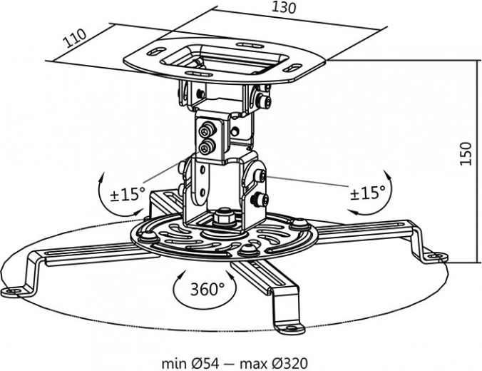 Compatibilité universelle 54–320 mm