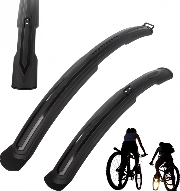 Jeu universel de garde-boue vélo 24–28" noir, avant et arrière