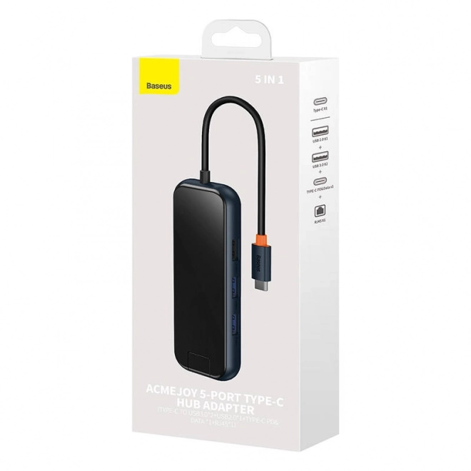 Baseus AcmeJoy 5v1 USB-C Hub avec 2x USB 3.0, USB 2.0, USB-C PD et RJ45