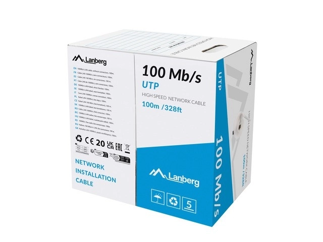 Câble réseau LAN UTP 100MB/s gris 100m