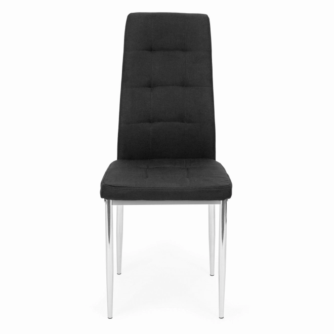 Ensemble de 4 chaises noires pour le salon et la salle à manger avec pieds chromés