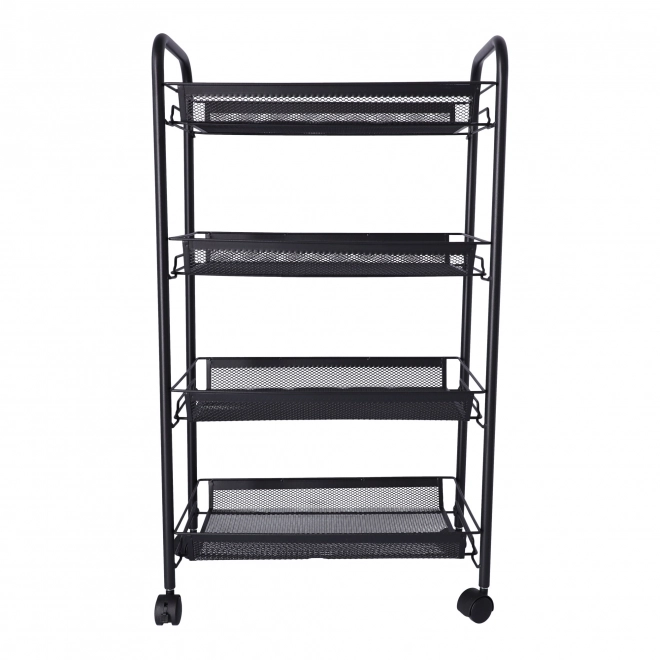 Chariot de salle de bain, étagère de cuisine avec quatre grands étagères - noir