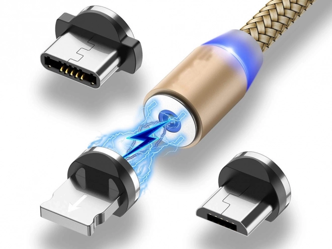 Câble de charge magnétique 3-en-1 micro USB, type-c et lightning, 1m