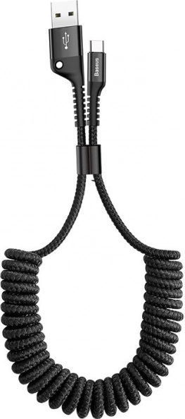 Baseus câble USB‑C à ressort 1 m, charge rapide 2 A, noir