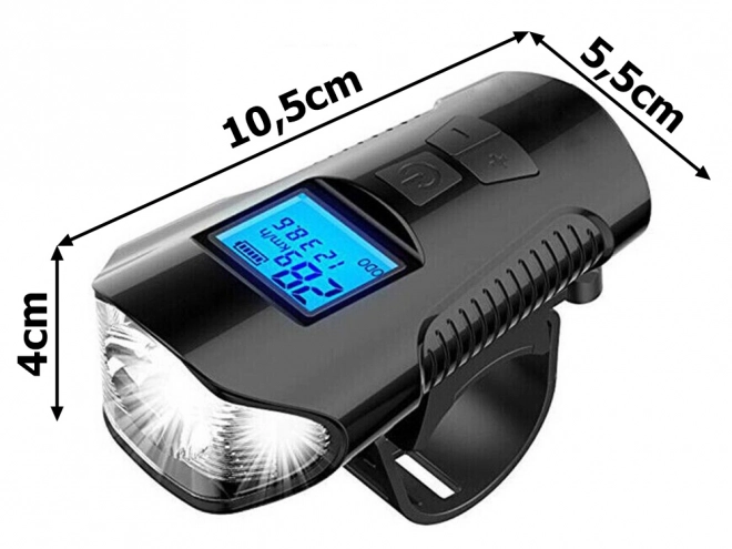 Lumière cycliste multifonction 3 en 1 avec LED, compteur de km et klaxon