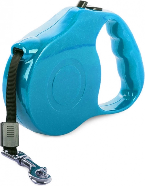 Laisse automatique avec fonction de blocage pour chiens 5 m jusqu’à 15 kg, bleue