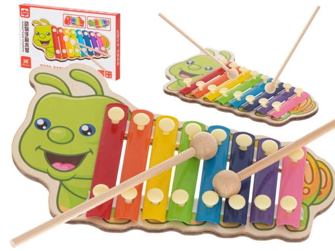 Xylophone coloré pour enfants en forme de chenille