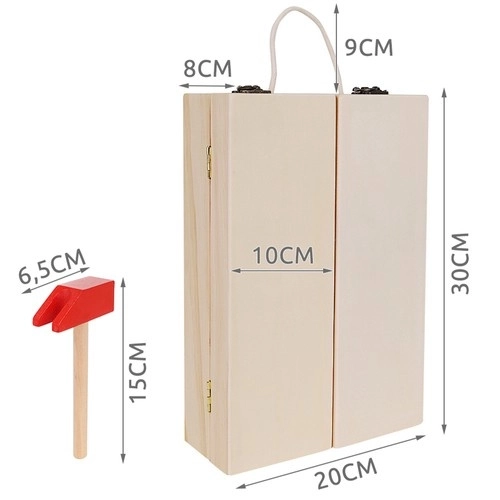 Boîte + ensemble d'outils en bois 22697