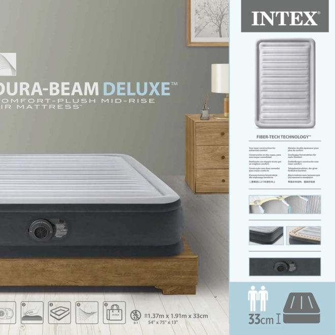Matelas gonflable pour deux personnes avec pompe automatique - 191x137 cm Intex