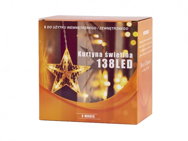 Rideau LED blanc chaud avec étoiles et lunes - 2,5 m, 138 LED