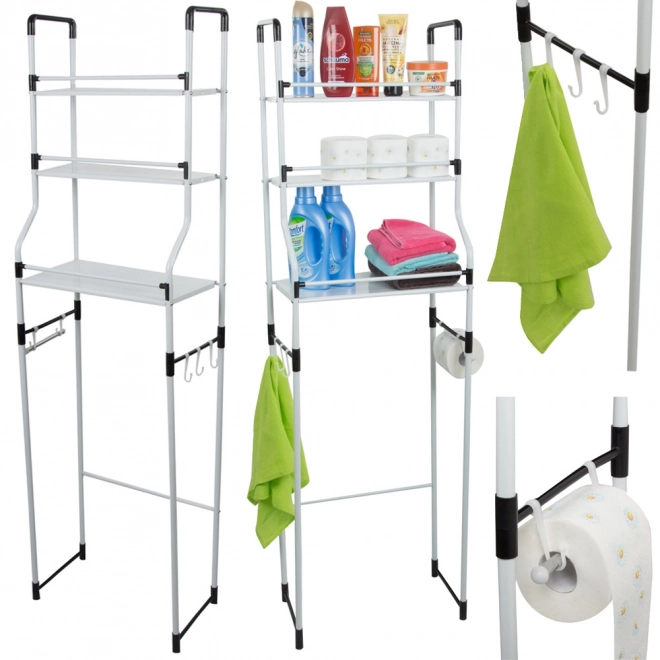 Étagère de salle de bain avec organiseur et trois étagères