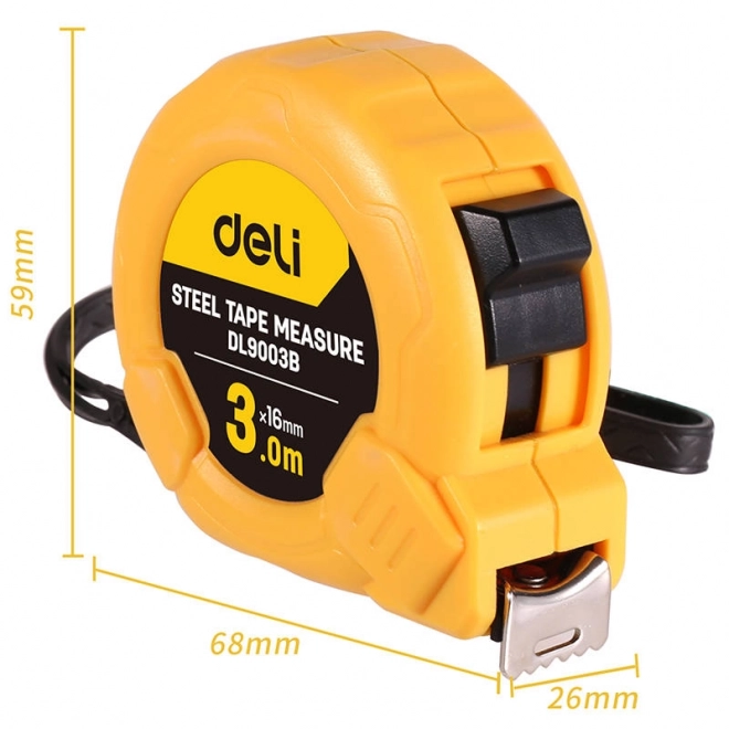 Mètre 3m/16mm Deli Tools EDL9003B (Jaune)