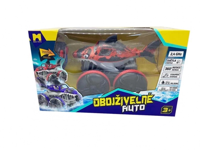Voiture amphibie requin rouge
