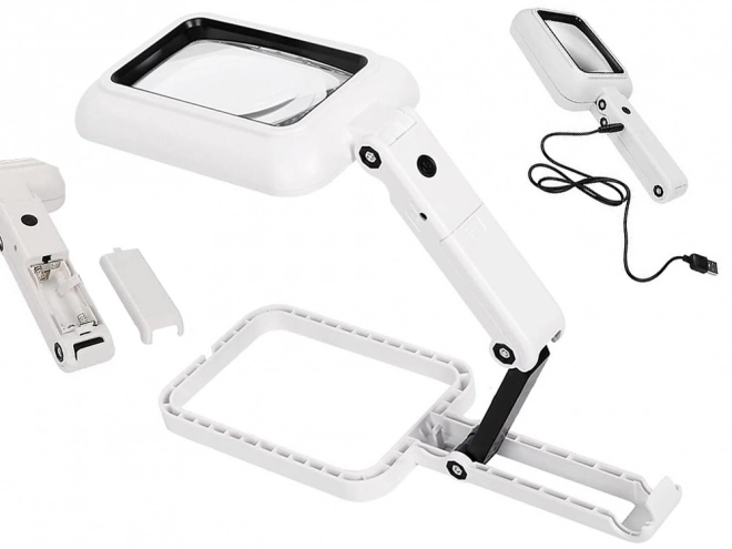 Grande loupe pliante de bijoutier avec 18 LED