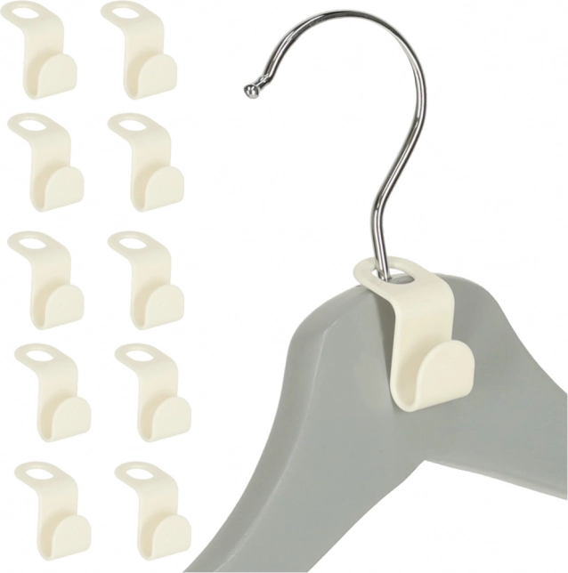 Crochets en plastique blancs pour l'organisation de l'armoire, 10 pcs