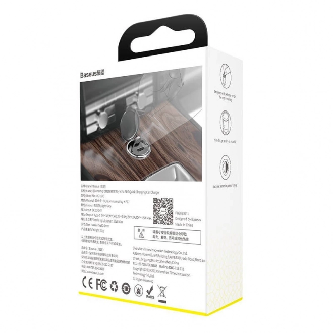 Chargeur voiture Baseus Tiny Star USB-C, QC 4.0+, PD, 30W