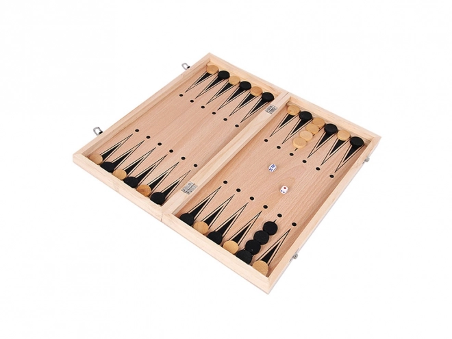 Ensemble de jeux en bois 3-en-1 : Échecs, Dames et Backgammon