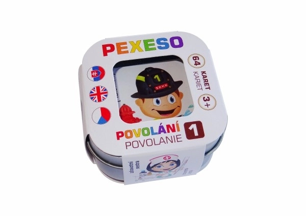 Pexeso Métiers étanche 64 cartes dans une boîte en métal 6x6x4cm