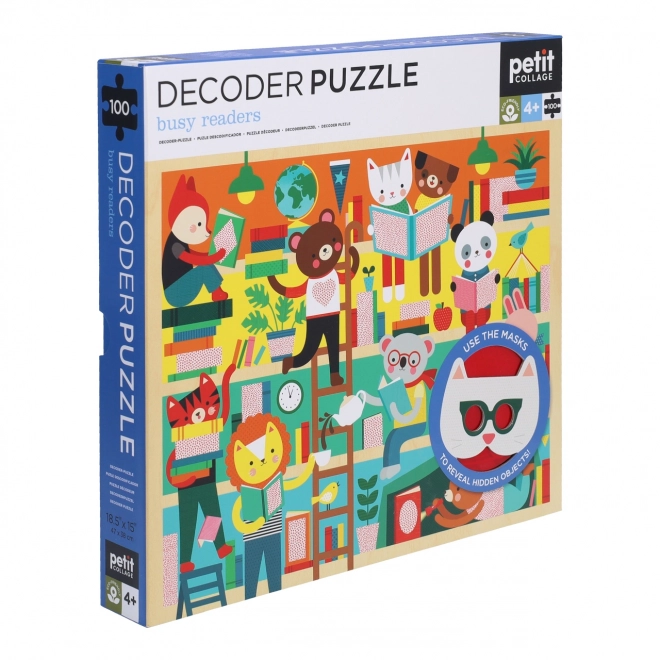Puzzle Bibliothèque Petit Collage avec lunettes 3D