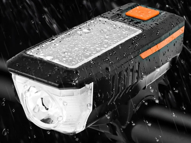 Lumière LED avant pour vélo avec charge solaire et klaxon