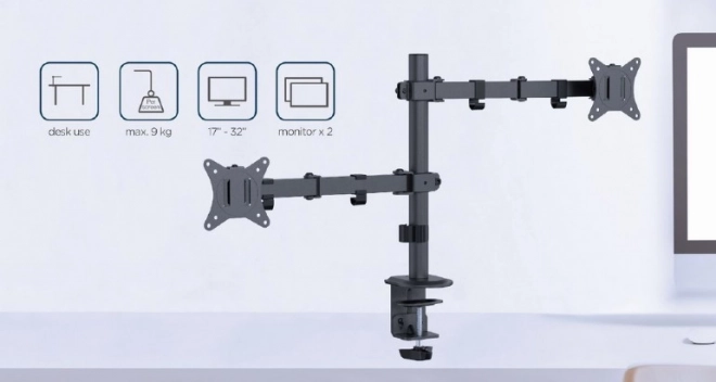 Support double pour moniteur réglable pour bureau