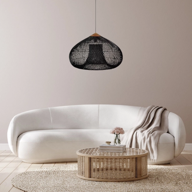 Lampe suspendue en rotin naturel pour plafond - 40 cm - noir