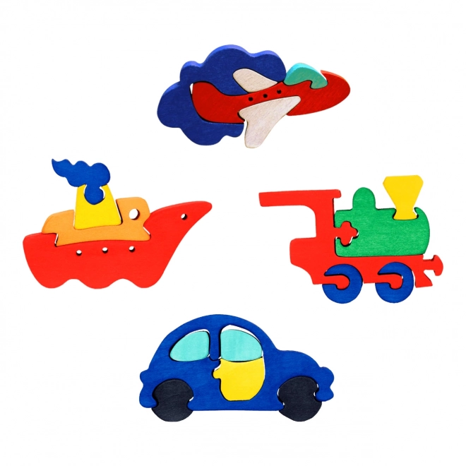 Puzzle encastrable en bois ensemble de moyens de transport