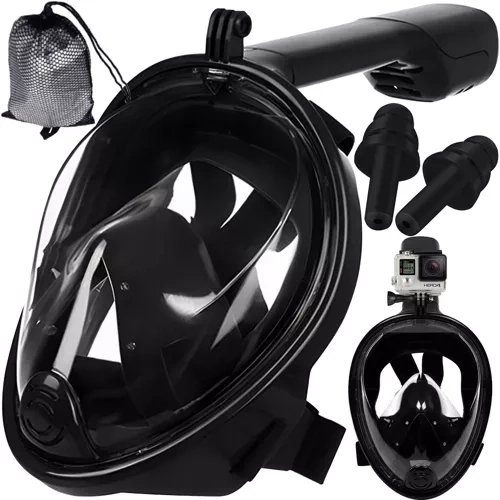 masque facial complet noir pour la plongée en apnée - L/XL