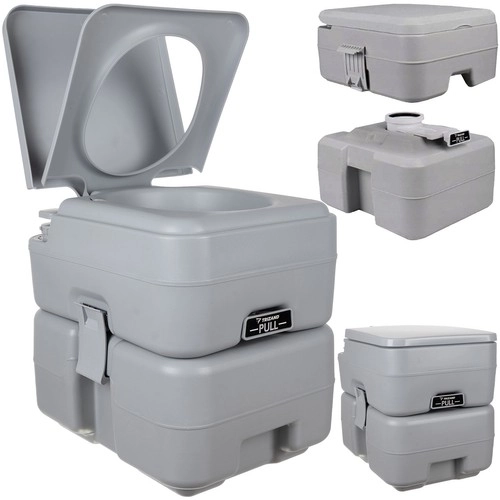 Trizand 24498 Toilette de camping portable 20 + 12 l, grise