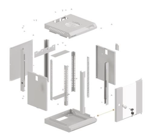 Armoire rack murale 10 pouces 4U 300x300 gris