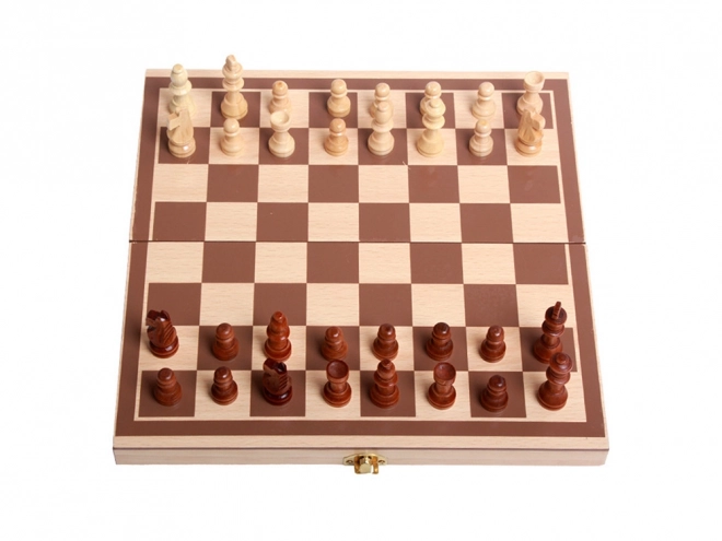 Ensemble de jeux en bois 3-en-1 : Échecs, Dames et Backgammon
