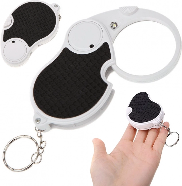 Loupe de poche pliable avec éclairage LED