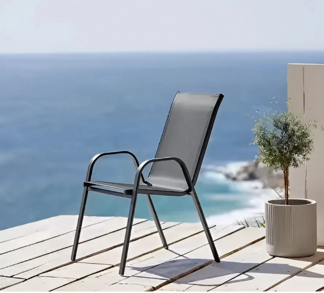 Ensemble de 2 chaises de jardin pour terrasse ou balcon gris MultiGarden