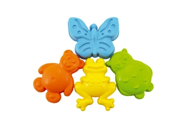 Moules Bábovky pour sable en plastique animaux 4 pcs dans un filet 12x10x8cm 12m+