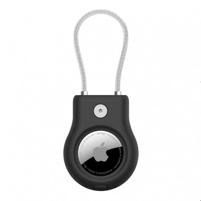 Support sécurisé avec câble pour AirTag noir