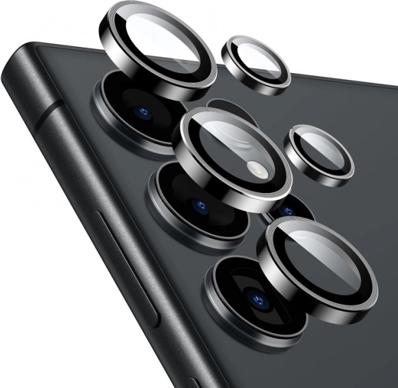 Verre de protection pour objectif d’appareil photo pour Samsung Galaxy S24 Ultra noir