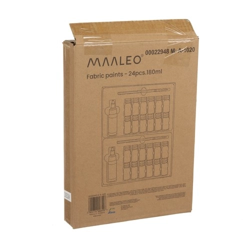 Peintures pour textile - 24 pcs. 180ml Maaleo 22948