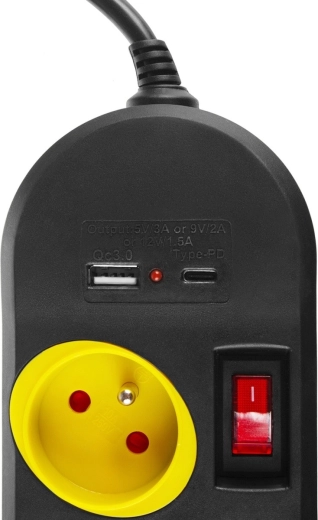 Charge rapide via USB-A et USB‑C