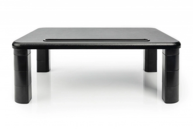 Support de moniteur réglable en hauteur avec plateau en bois noir