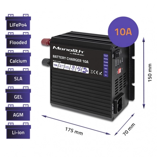 Chargeur intelligent Monolithe pour batteries LiFePO4 AGM GEL SLA