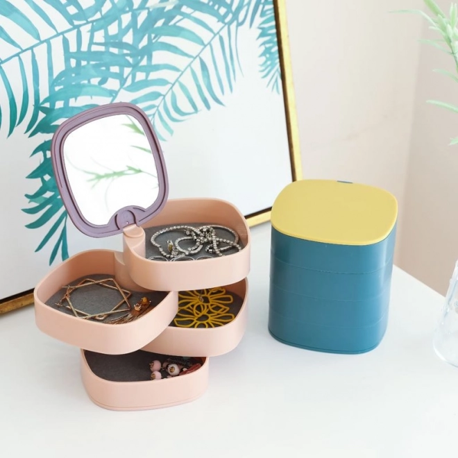 Boîte à bijoux à plusieurs niveaux, organisateur prémium - bleu