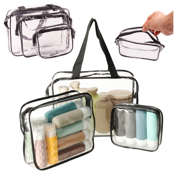 Ensemble de trousses de toilette transparentes de voyage - 3 pièces